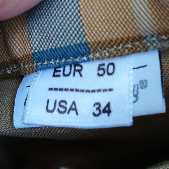 Italian Denim Autumn Colors Tartan Plaid Shortalls New. Very Cute! Sz  34/US - Picture 4 of 11
